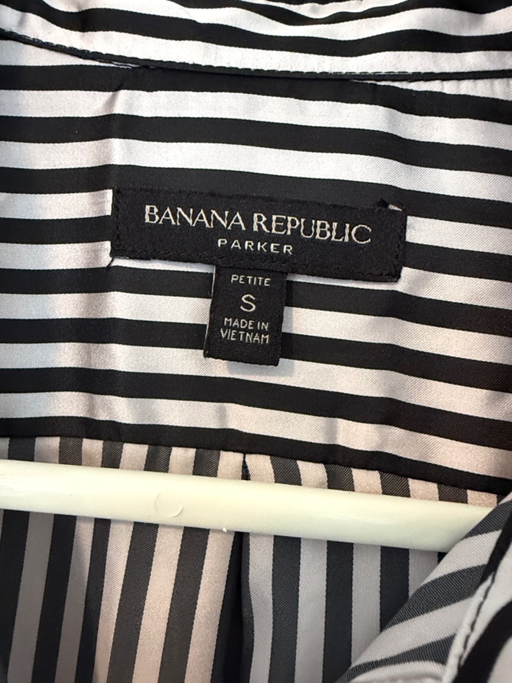 Banana Republic Black and White Vertical Stripe Tie-Cuff Shirt - Picture 2 of 5